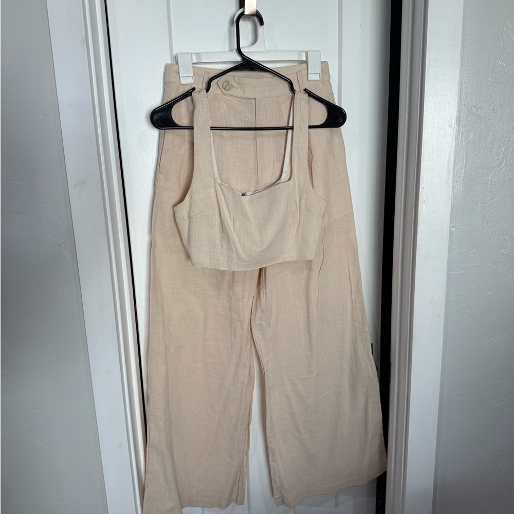 SHEIN Cream Wide Leg Pants & Jumpsuit Set